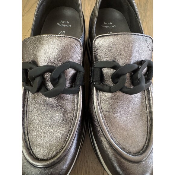 Softwaves Metallic Pewter Leather Chain Platform Loafers EU 38.5 US 7.5 M - Picture 13 of 13